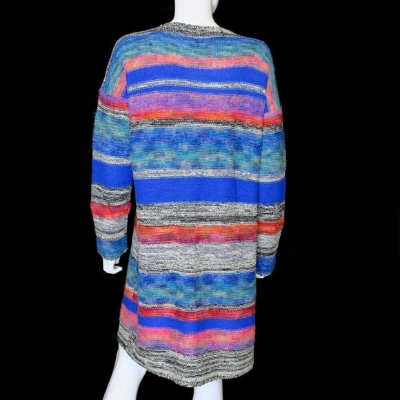 Sundance Striped Horn Duster Cardigan Sweater Merino Wool Blend Women's Small - Picture 3 of 6